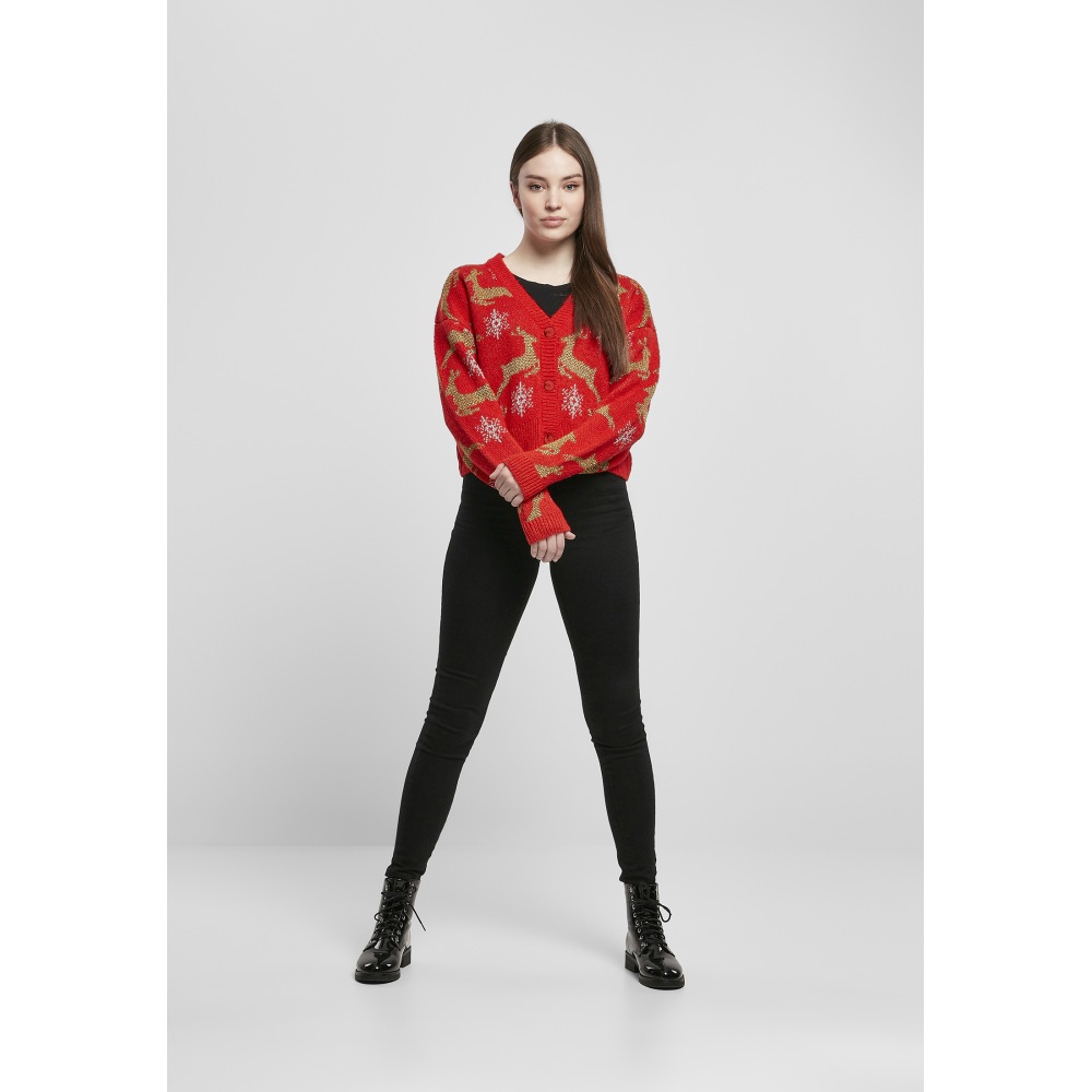 Urban Classics - Short Oversized Christmas Cardigan - Rood